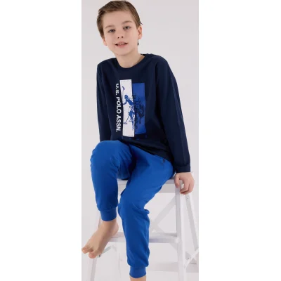 U.S. Polo Assn Uzun Kol Pijama Takım, Lacivert