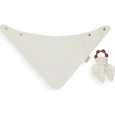 BabyJem Silikon Diş Kaşıyıcılı Müslin Önlük 736 Ekru