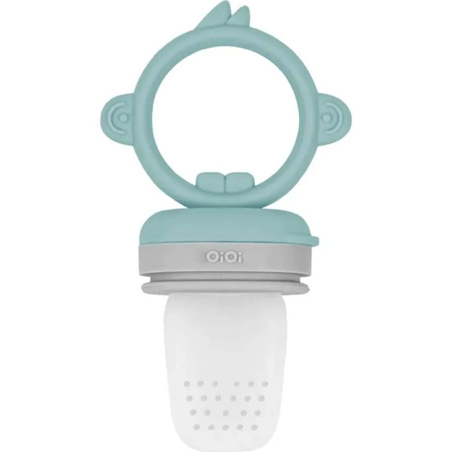 OiOi Silikon Püre Meyve Sebze Emziği, Aqua Green/Powder Gray