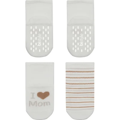 Bistyle Mom Dad Penye Kaymaz Soket Çorap, 2'li, Çember, Mom