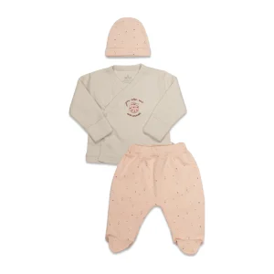 Bistyle Cookies Cute Happy Zıbın Takım, 3'lü, Somon