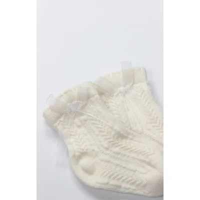 Bistyle Fiyonklu Penye Soket Çorap, 2'li, Naturel