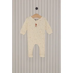 U.S.Polo Kız Bebek Patikli Tulum USB2110 Krem