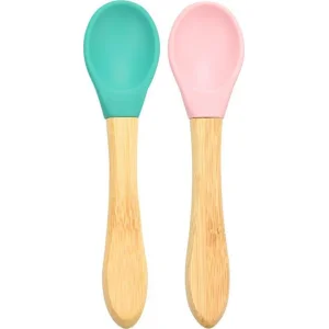 OiOi Bambu Saplı Silikon Mama Kaşığı Yeşil, 2'li, Pembe