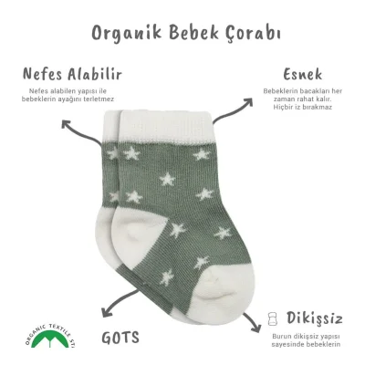 Bistyle Penye Cute Stars Soket Çorap, 3'lü, Nil