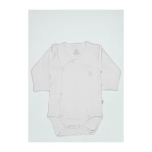 Bistyle Organik Natural Basic Style Uzun Kol Kruvaze Badi, Beyaz