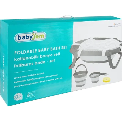BabyJem Katlanır Banyo Küvet Seti, 5'li, Antrasit