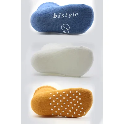 Bistyle Basic Kaymaz Penye Soket Çorap, 3'lü, İndigo, Ekru, Hardal