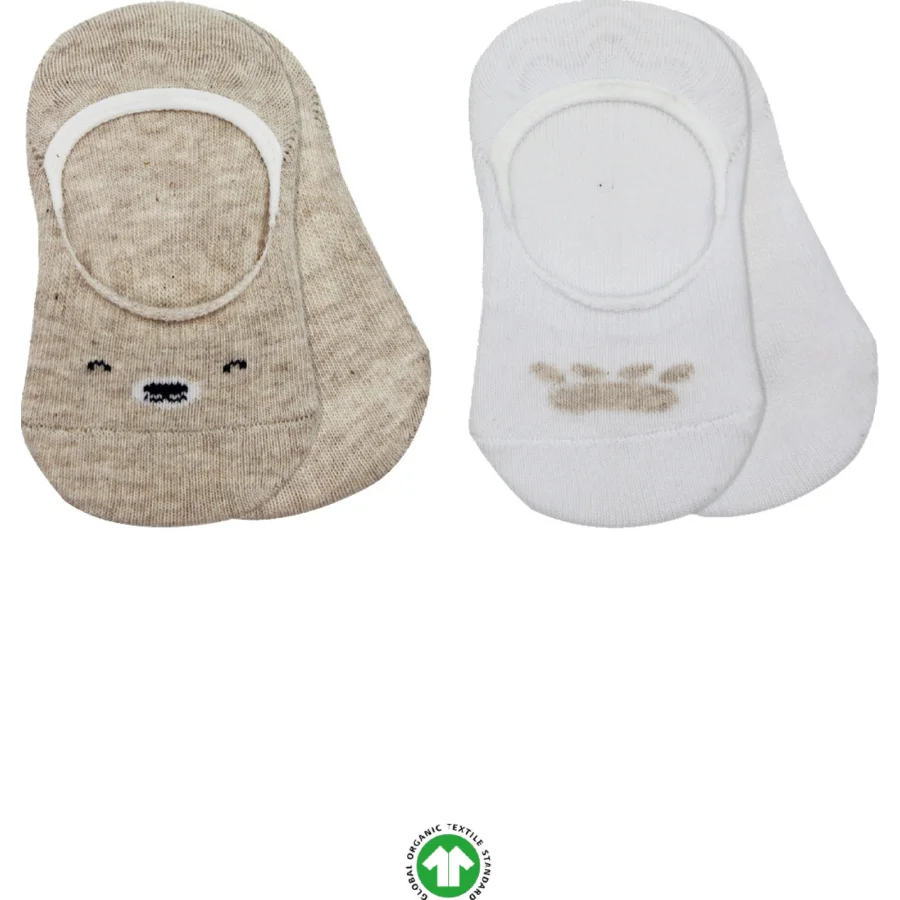 Bistyle Babet Cute Face Penye Çorap, 2'li, Bej, Beyaz