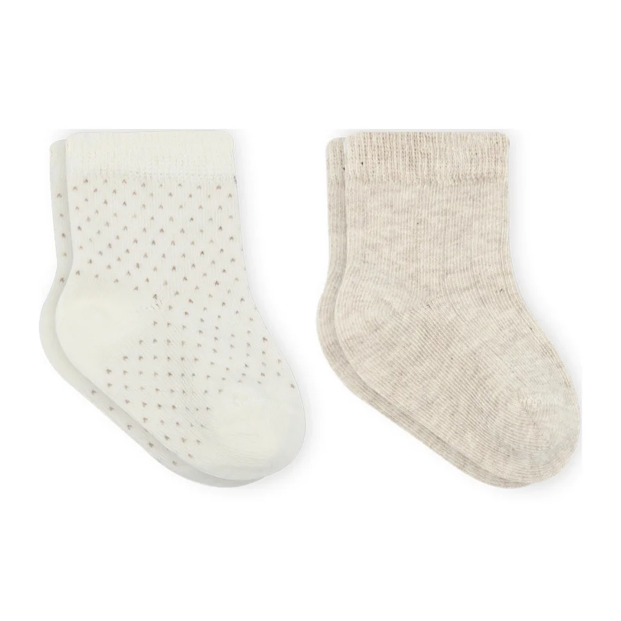 Bistyle Puan Derby Penye Soket Çorap, 2'li, Bej, Ekru
