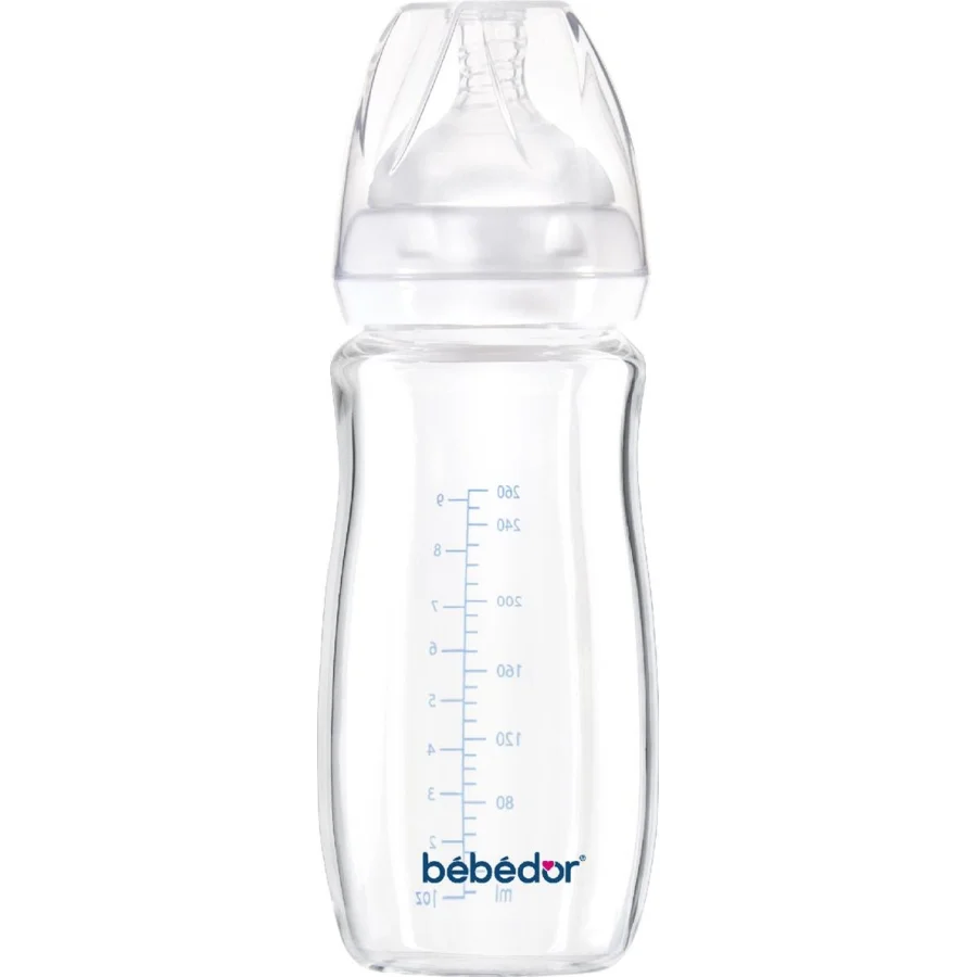 Bebedor Geniş Ağızlı Isıya Dayanıklı Cam Biberon, 260 ml 