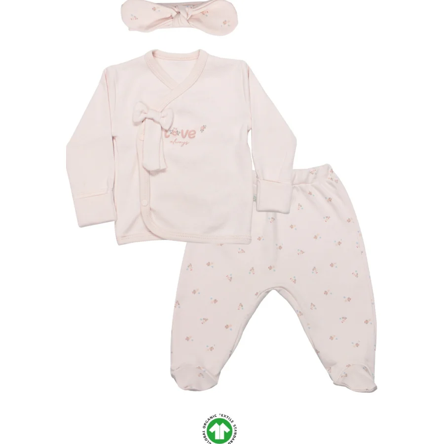 Bistyle Zıbın Takım Grow In Love, 3'lü, Pembe, Ekru