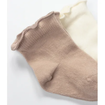 Bistyle Overlok Style Penye Soket Çorap, 2'li, Kahve