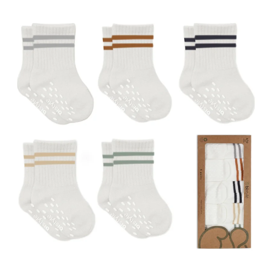 Bistyle Penye Kaymaz Çember Soket Çorap, 5'li, Ekru