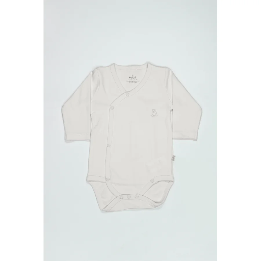 Bistyle Organik Natural Basic Style Kruvaze Uzun Kol Body BS17102 Ekru