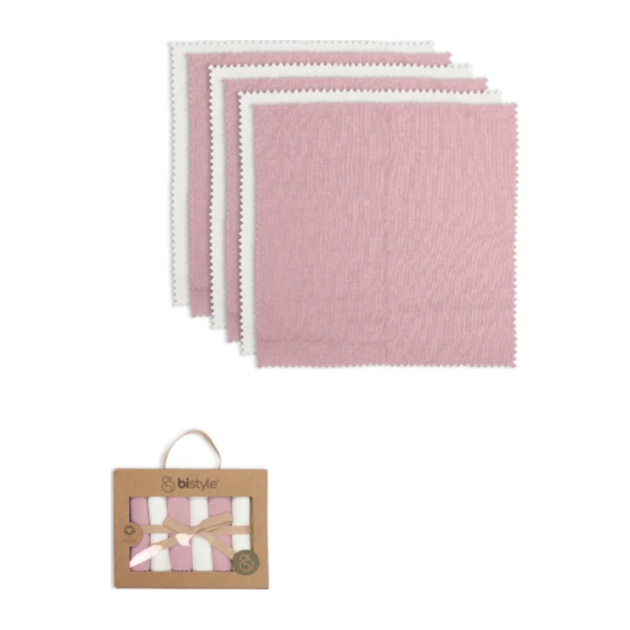 Bistyle Colours Kutulu Penye Mendil, 6'lı, 20x20 cm, Ekru, Gül Kurusu