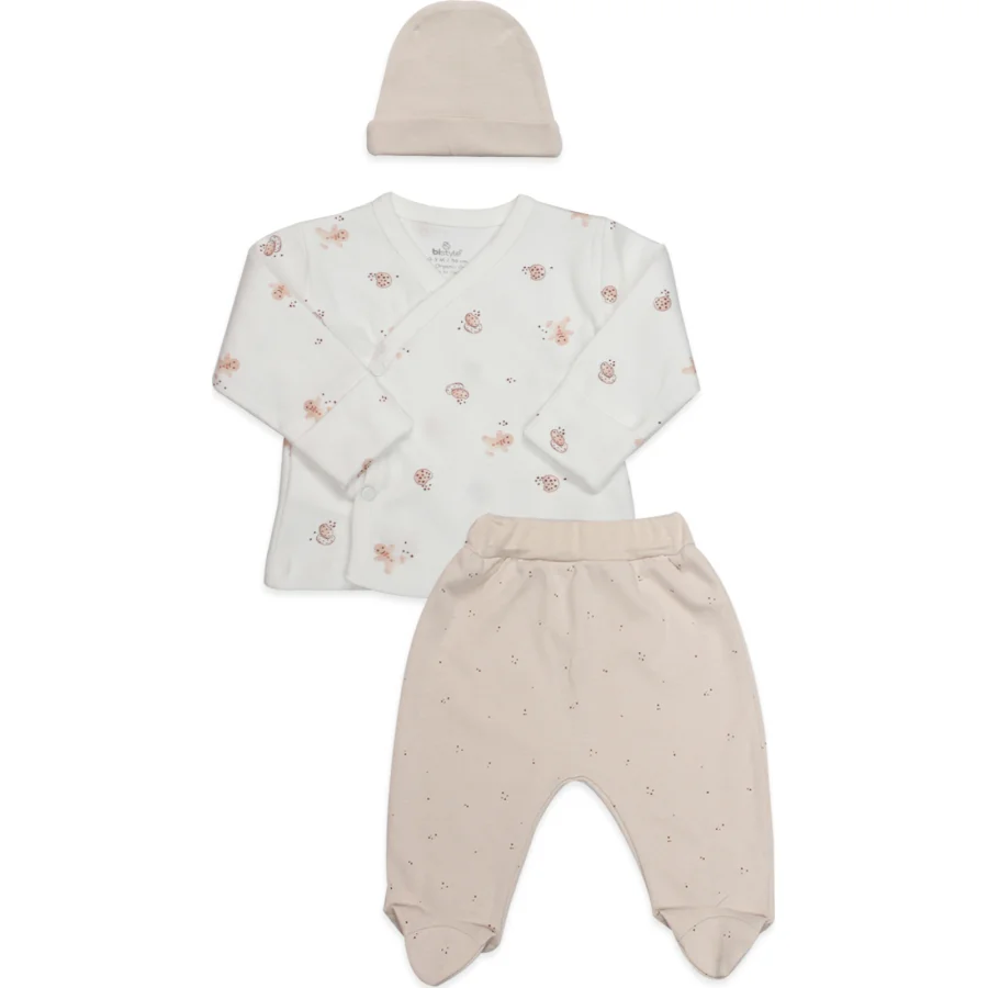 Bistyle 3lü Zıbın Takım Cookies Make Happy 13117 Ekru