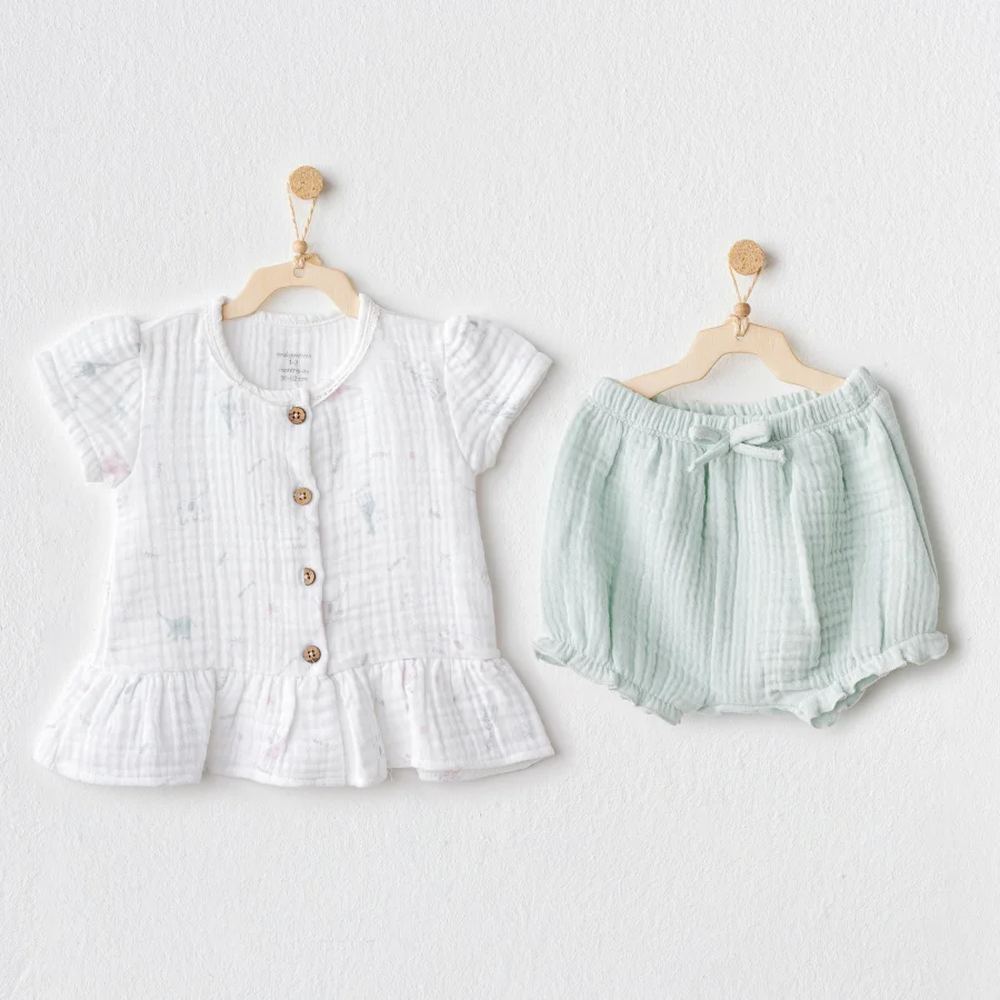 Andywawa AC25509 Love Family Müslin 2'Li Zıbın Set Mint