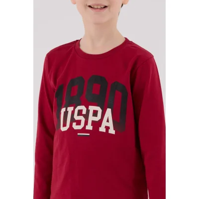 U.S. Polo Assn Uzun Kol Pijama Takım, Bordo