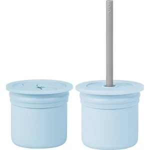 OiOi Ham+Hüp Pipetli Silikon Bardak Seti Mineral Blue / Powder, Gri