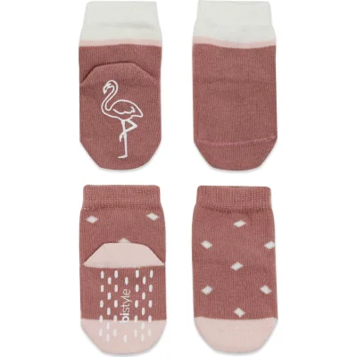 Bistyle Hayvan Figür Kaymaz Kız Soket Çorap, 2'li, Pudra