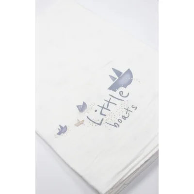 Bistyle Müslin Battaniye Little Boats 86x124cm Ekru