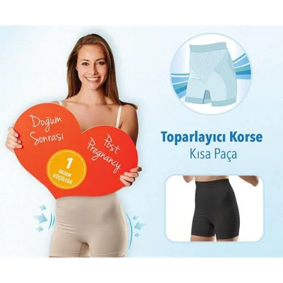 Mycey Doğum Sonrası Toparlayıcı Korse, Kısa Paça, Siyah