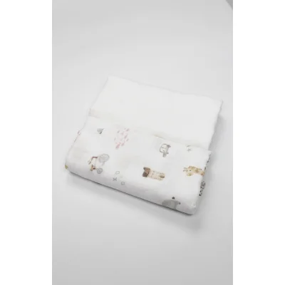 Bistyle 2li Müslin Battaniye In The Zoo Kutulu 70153 75x75cm Beyaz