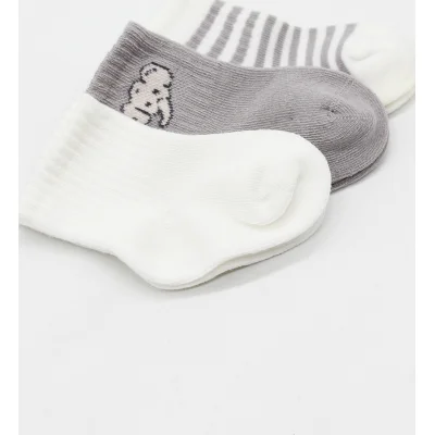 Bistyle Elephant Boy Penye Soket Çorap, 3'lü, Ekru
