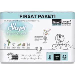 Sleepy Bio Natural Bebek Bezi Fırsat Paketi, 3 Beden, 42 Adet