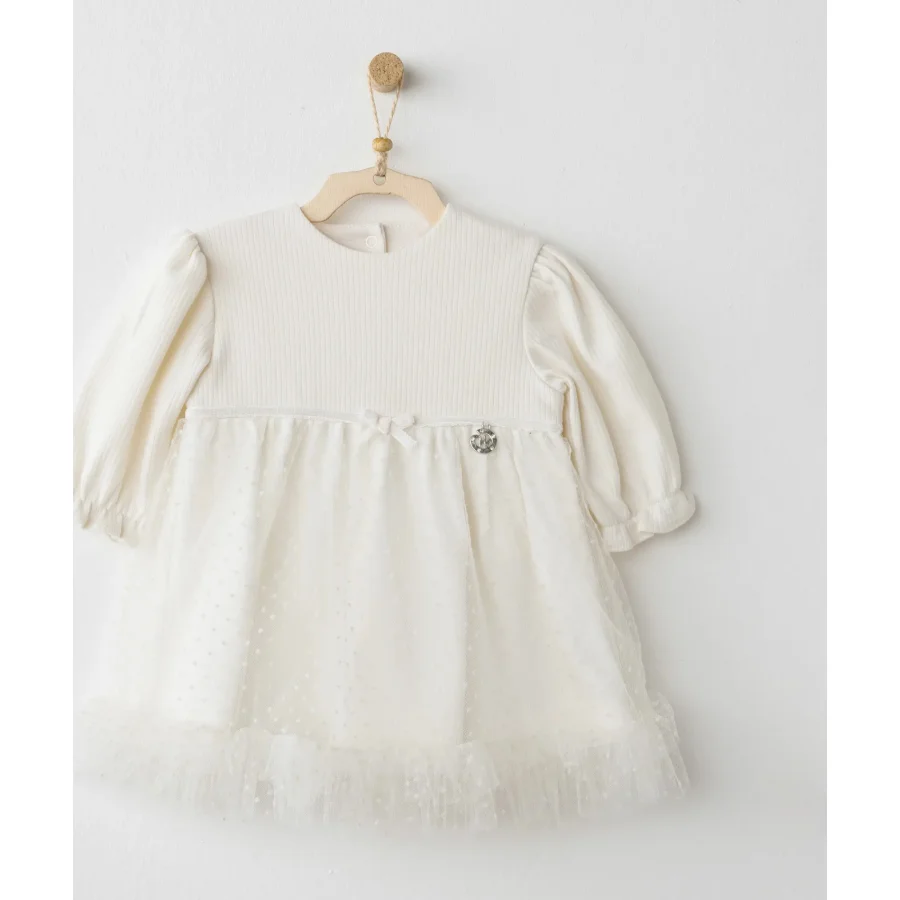 Andywawa Baby Bow Bliss Elbise, Ekru