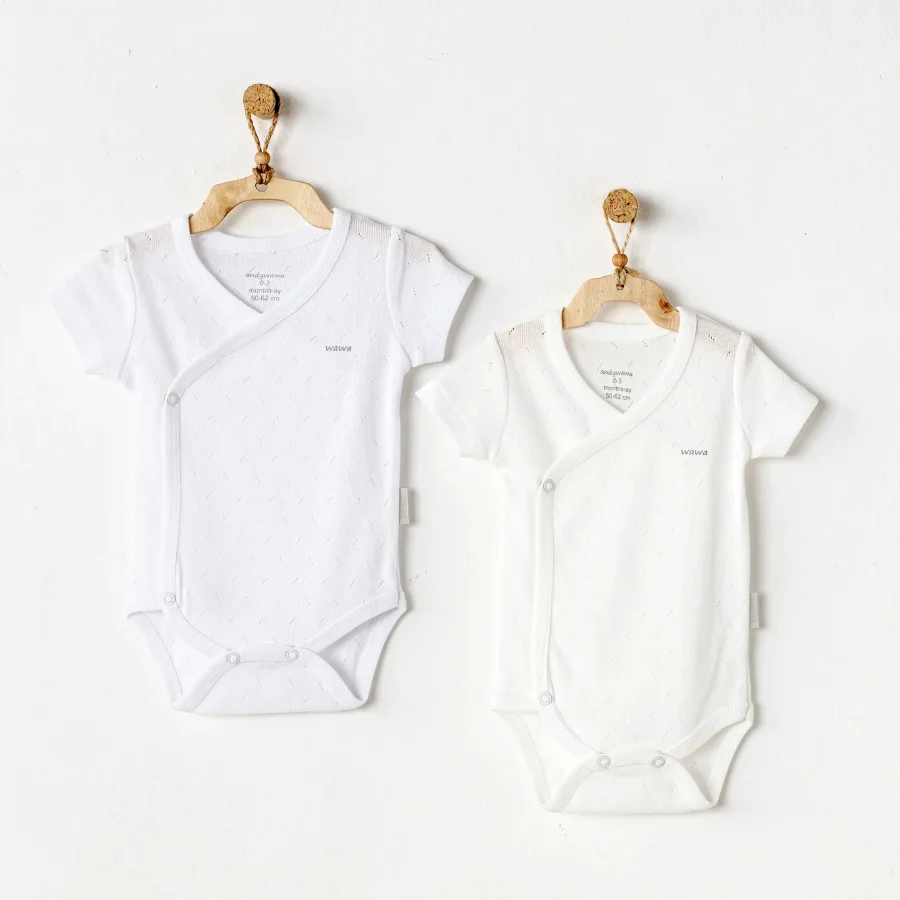 Andywawa Jacquard Basic Zıbın Badi, 2'li, Ekru, Beyaz