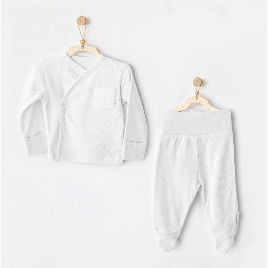 Andywawa Side Snap Set Zıbın Takım, 2'li, Beyaz