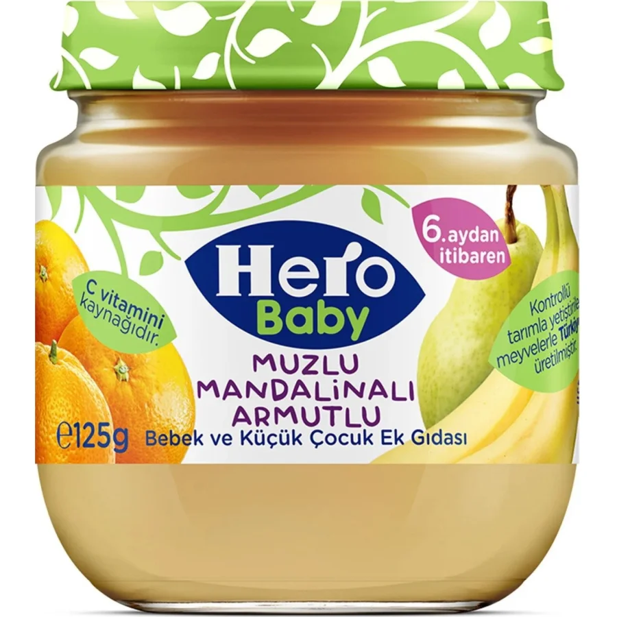 Hero Baby Muzlu Mandalinalı Armutlu Kavanoz Maması, 125 g