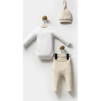 Moi Noi Şapkalı Badi Pantolon Takım, Bej