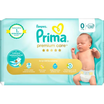 Prima Premium Care Bebek Bezi, 0 Beden, 30 Adet
