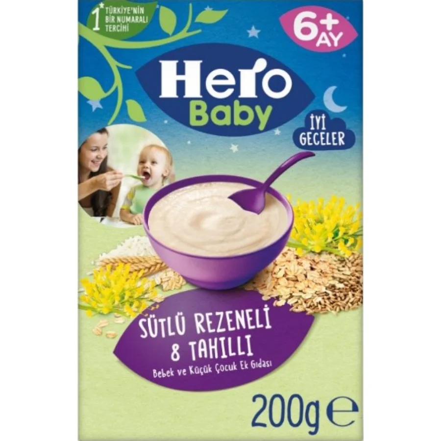 Hero Baby Sütlü 8 Tahıllı Rezeneli, 200 g