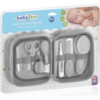 BabyJem Bebek Bakım Seti, 9 Parça, Gri