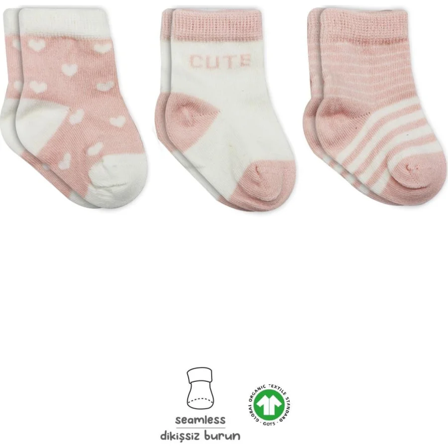 Bistyle 3lü Penye Cute Stars Soket Çorap 10115 Pembe