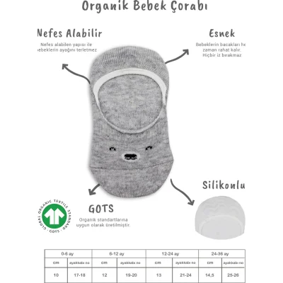 Bistyle Babet Cute Face Penye Çorap, 2'li, Gri, Beyaz