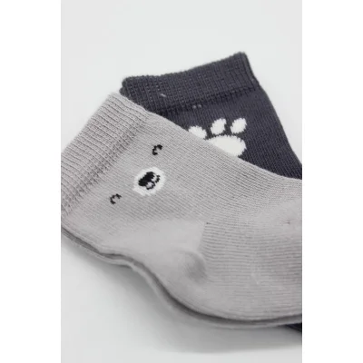 Bistyle 2'Li Bear Penye Soket Çorap 10116 Gri