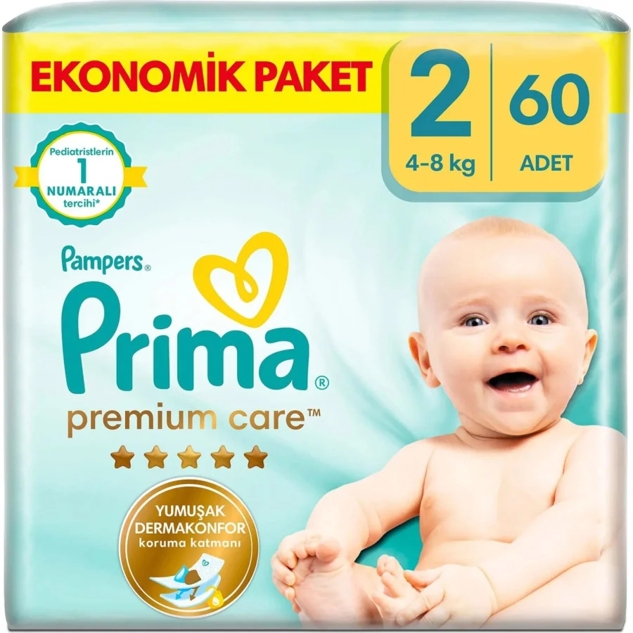 Prima Premium Care Bebek Bezi, 2 Beden, 60 Adet