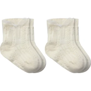 Bistyle Fiyonklu Penye Soket Çorap, 2'li, Naturel