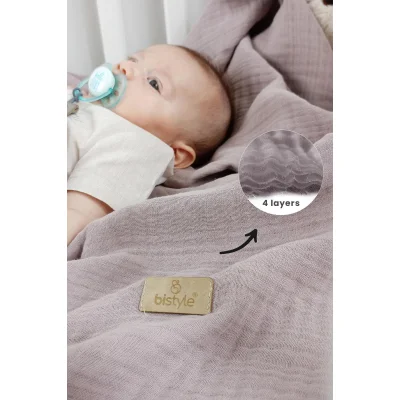 Bistyle Müslin Battaniye, 120x120 cm, Antrasit