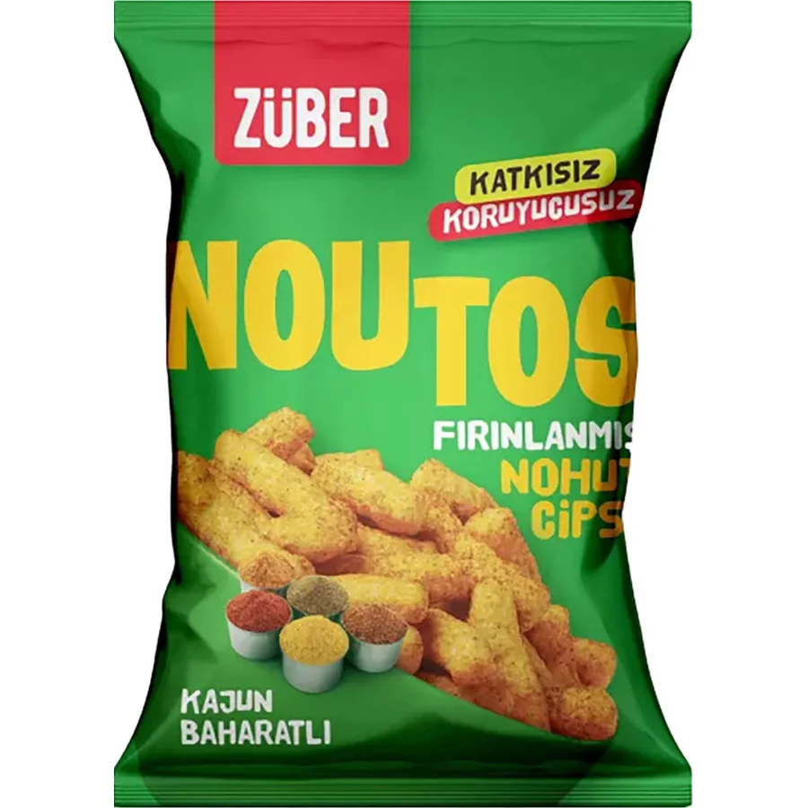 Züber Noutos Fırın Nohut Cipsi, 55 g, Kajun Baharatlı