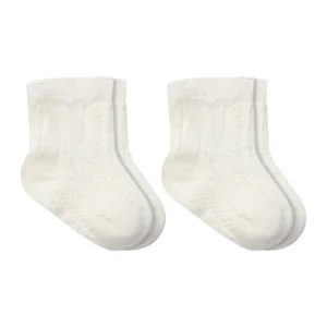Bistyle Fiyonklu Penye Soket Çorap, 2'li, Ekru