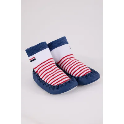 U.S. Polo Assn Çarık Çorap USB2600 Beyaz-Lacivert, Lacivert