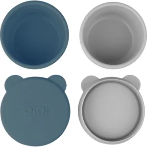 OiOi Silikon Kapaklı Mini Kase 2'Li Mini Bites Deep Blue / Powder Grey