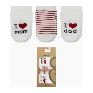 Bistyle Mom Dad Penye Soket Çorap, 3'lü, Ekru