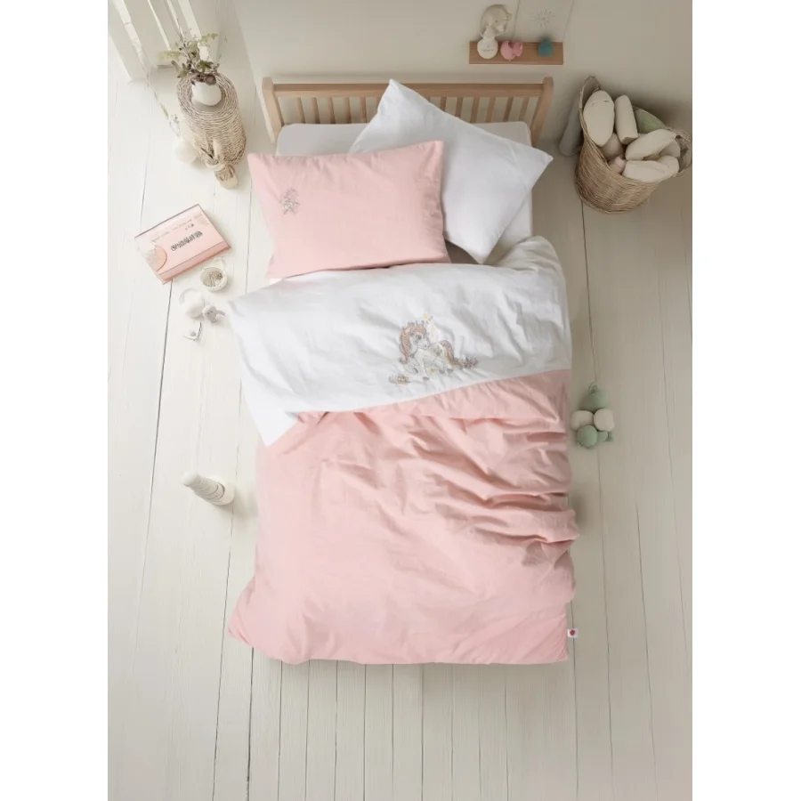 Cotton Box Cuddly Nakışlı Bebek Nevresim Takımı, Beyaz